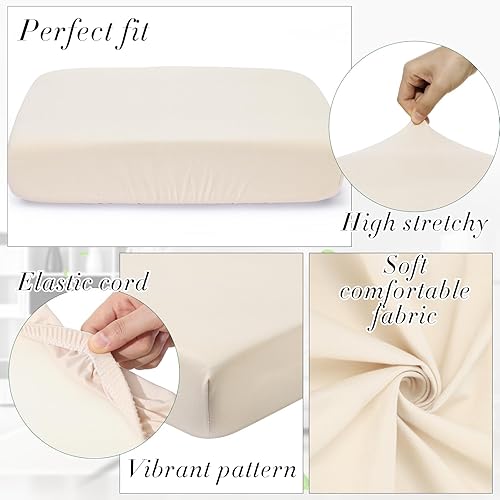 Miniatura 3 de Newwiee Funda de cojín, para cojín de asiento de sofá o sillón, 8 unidades, elástica, para sofá, muebles de patio y exteriores, de repuesto, suave,