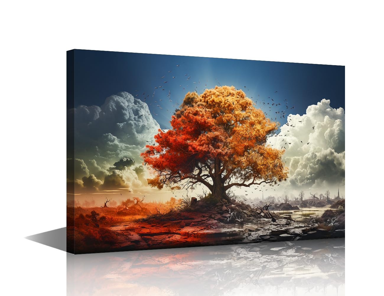 TISHIRON Forest Pictures for Living Room Giant Root Starry Sky Poster Painting on Canvas 1Piece Wall Art Modern Artwork Home Decor Framed Gallery Wrapped Ready to Hang 36x24in