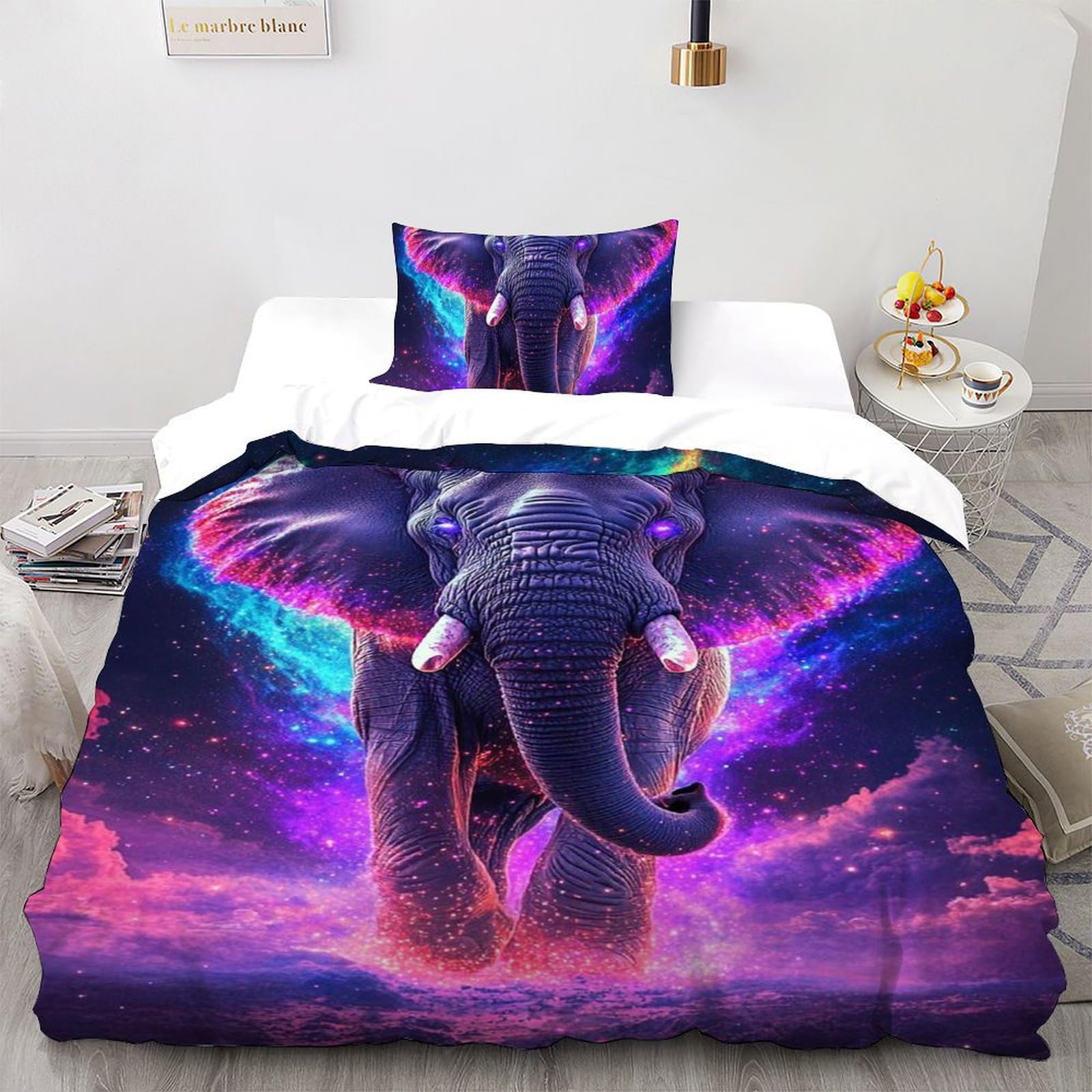 Ensemble literie housse de couette animal sauvage lit simple motif éléphant 3D