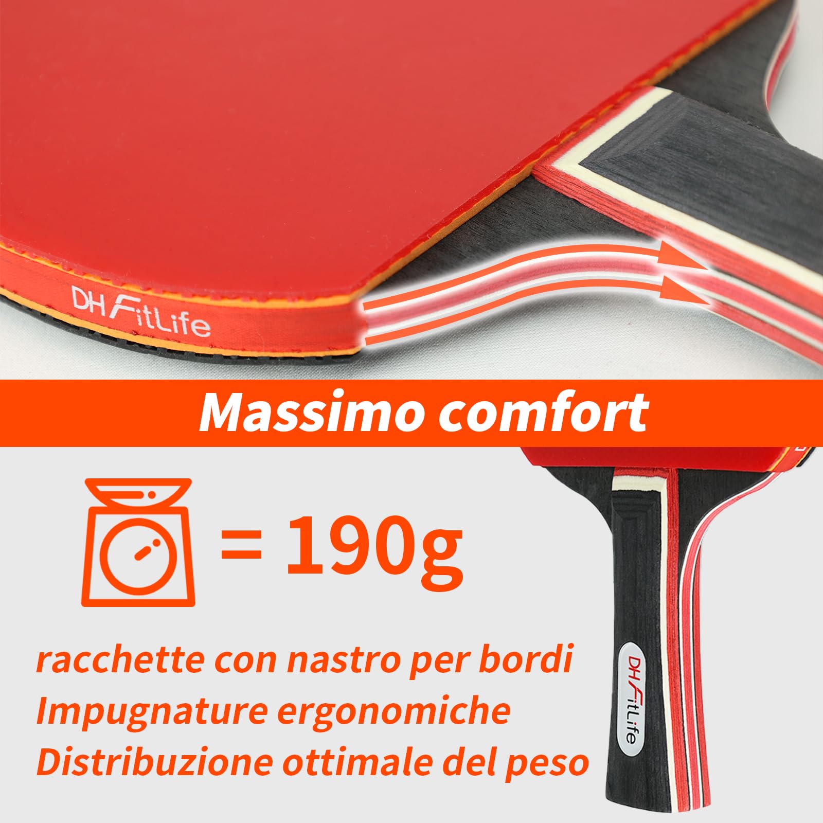 DH FitLife Set da Ping Pong per 2 Giocatori, con Rete Mobile, 3 Palline, 2 Racchette, Custodia, Per Ogni Tavolo