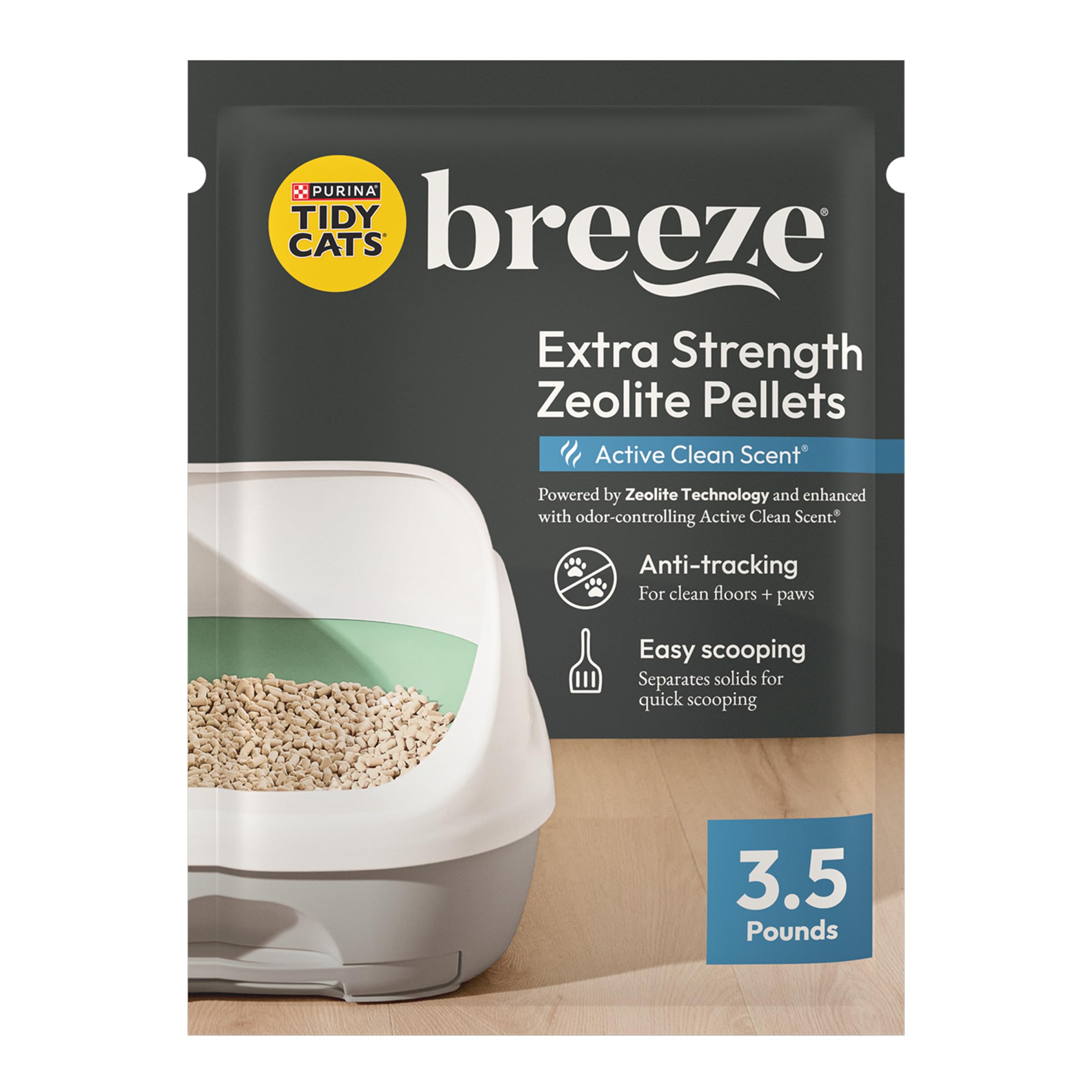 Purina Tidy Cats Non Clumping Cat Litter, Breeze Enhanced Pellets Multi Cat Litter - 3.5 lb. Bag