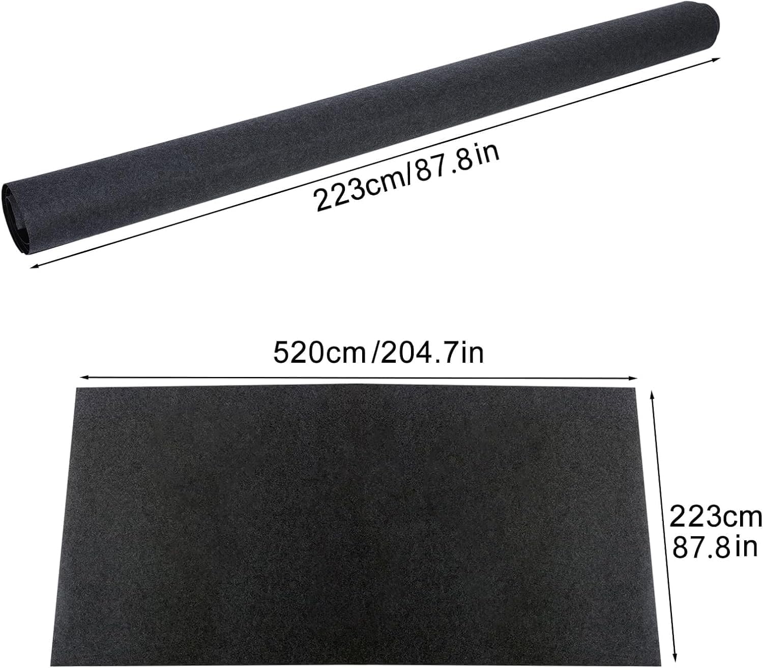 Garagenbodenmatte 220 x 520 cm, Ölauffangmatte für Auto Motorrad, Saugfähige Garagenmatte aus Filz mit Wasserdichter Rutschfester Rückseite, Zuschneidbarer Garagenteppich Werkstattmatte Dunkelgrau