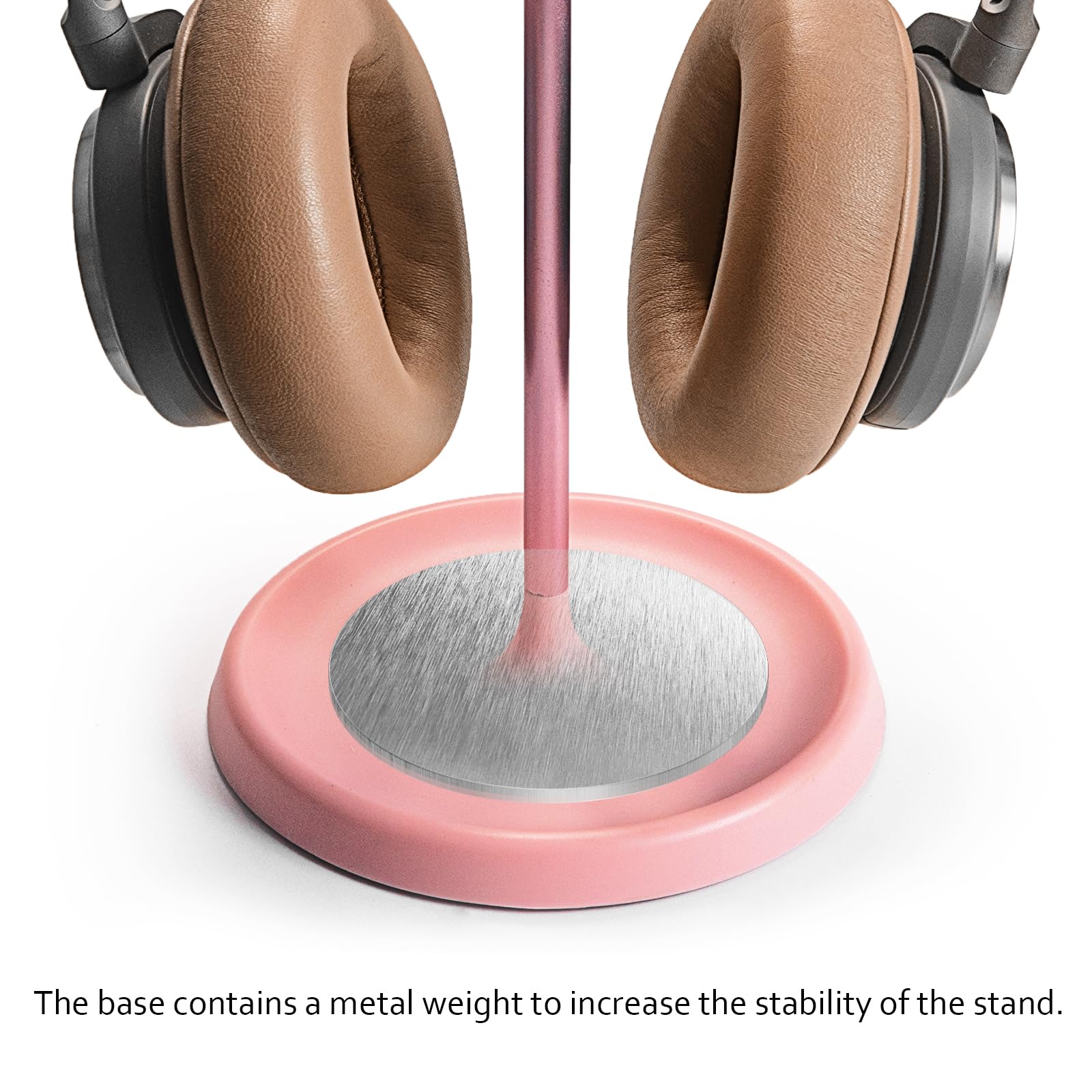 Kopfhörer Ständer, Gebogener Headset Halterung mit Ablagefach, Schwere Basis Gaming Kopfhörer Halter für AirPods Max, Beats, Bose, Sennheiser, Sony, und mehr (Rosa)