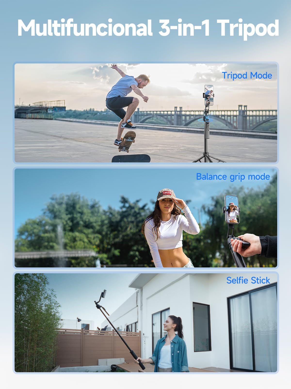 Rollei Easy Creator Quadpod z AI Tracking 360, automatyczne śledzenie twarzy, kijek do selfie z pilotem zdalnego sterowania do filmowania, do Tiktok Live Streaming Vlog, statyw do telefonu komórkowego