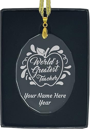 Miniatura 7 de LaserGram Adorno de Navidad de vidrio personalizado, el mejor maestro del mundo, idea de regalo grabada con láser personalizada (forma redonda)