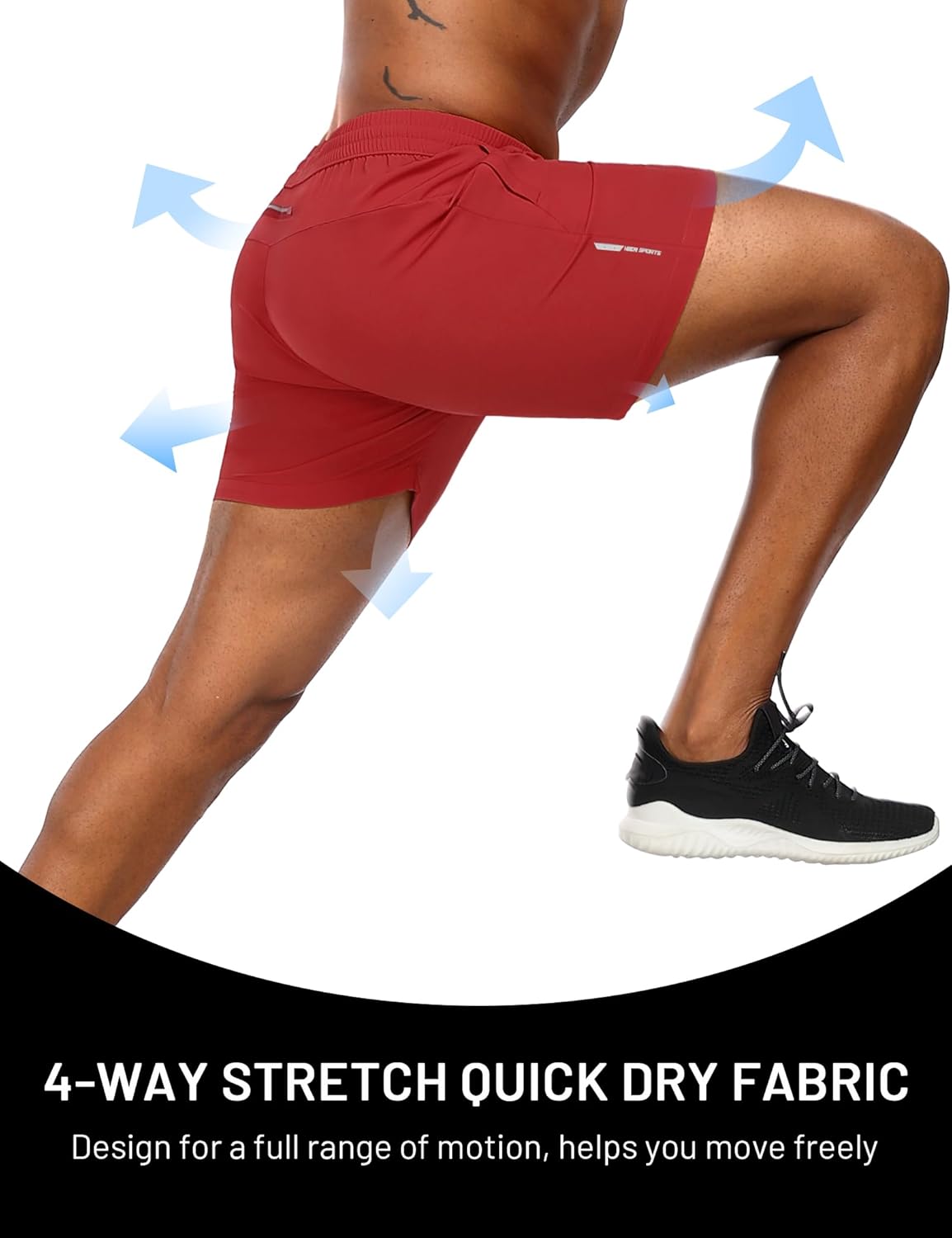 MIER Mens Running Shorts with 5 Inch Inseam, Quick Dry Athletic Shorts for Gym Workout Exercise Training, 3 Zipper Pockets - Image 4