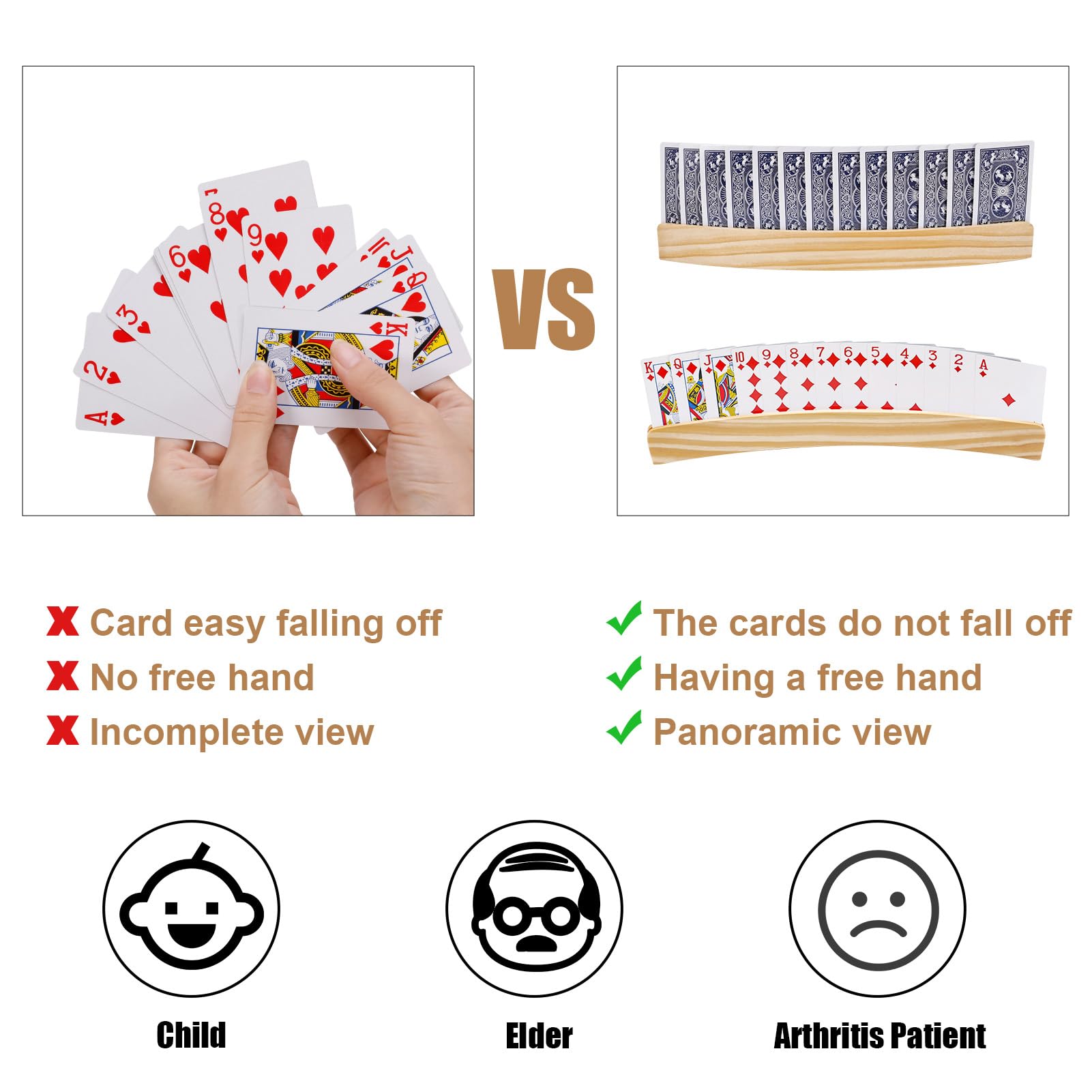 2 Stück Holz Kartenhalter Für Kartenspiele - Praktischer Spielkartenständer Für Kinder Und Senioren