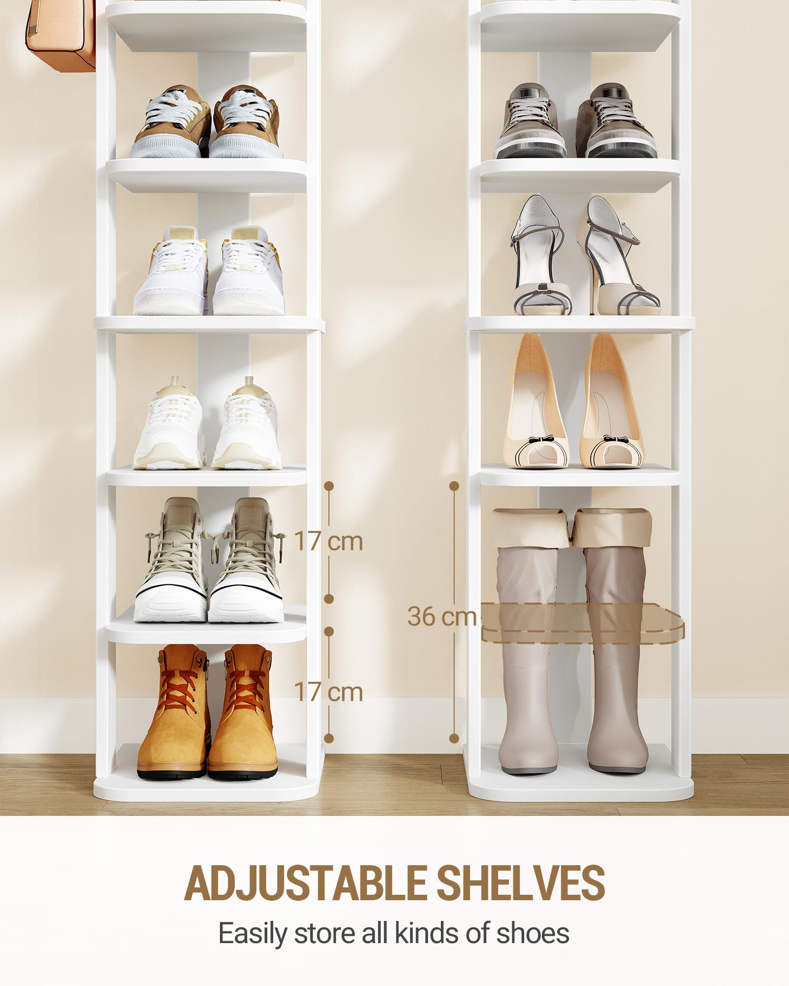 Hzuaneri Zapatero, 10 Niveles, Zapatero con Gancho, Ahorro de Espacio | Organizador de Zapatos de Madera para ArmarioEstante, para Entrada, Salón, Dormitorio, Blanco, SR21003X