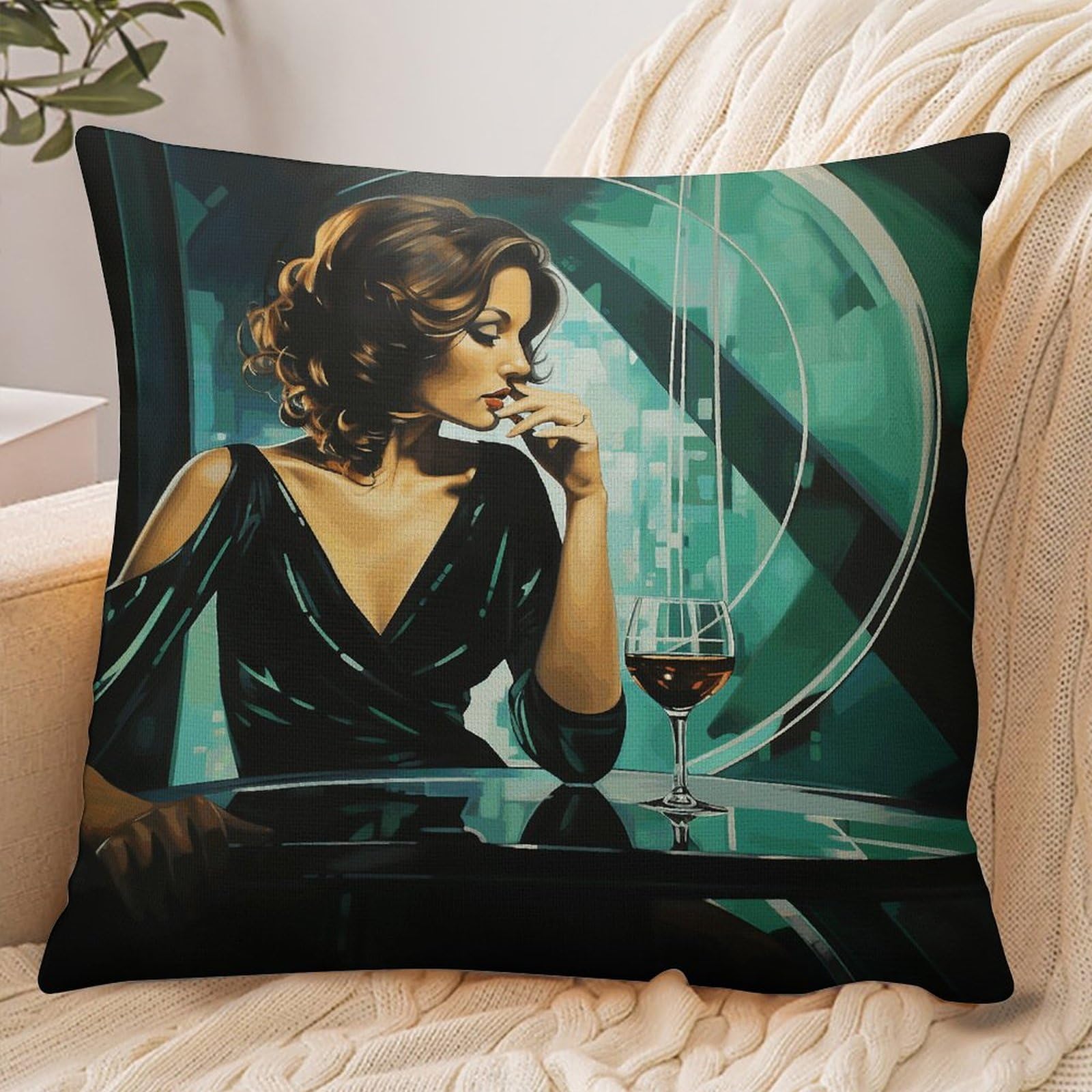 Fekiloot Style Green Dress Woman Pillowcase Pillow Sham Pillow Case