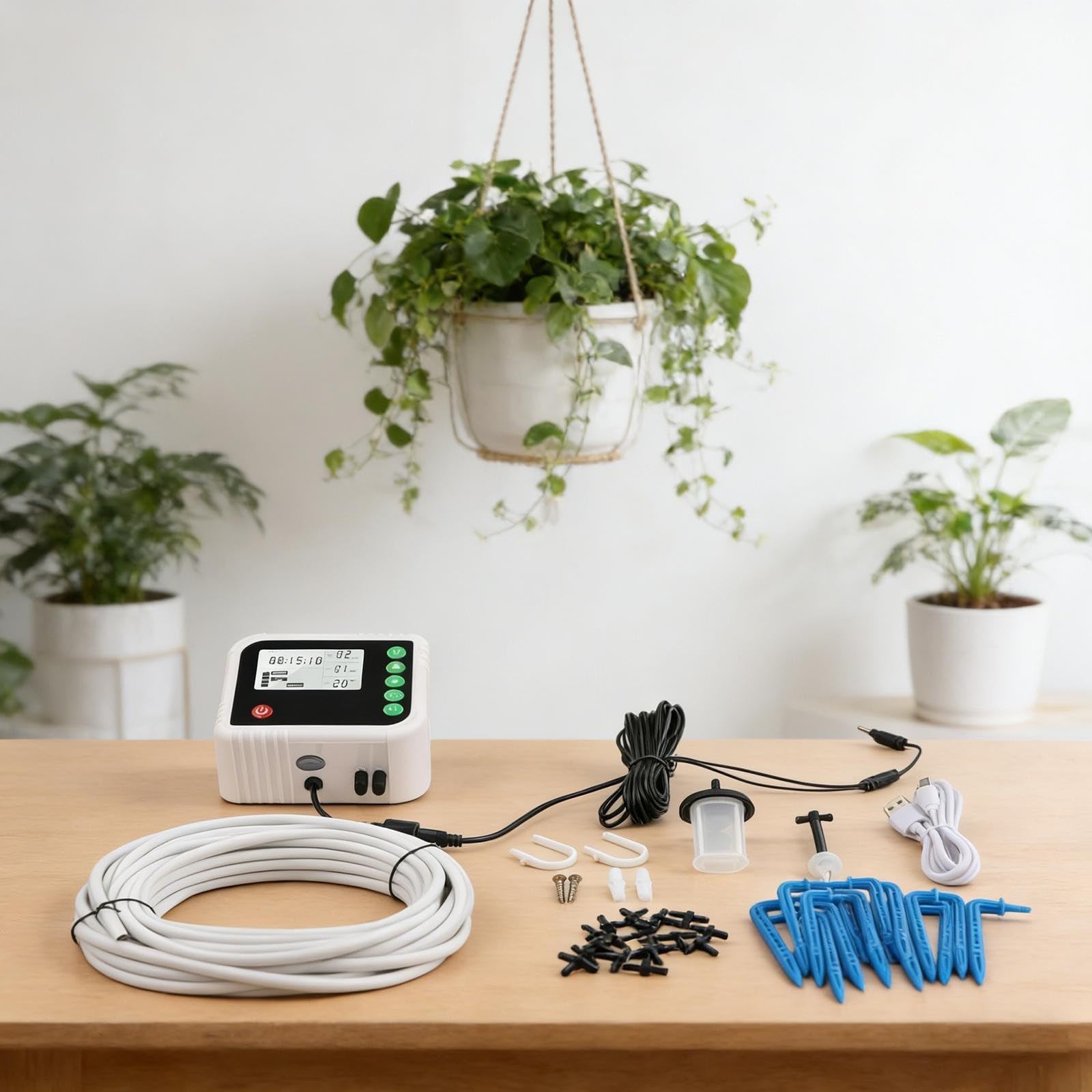 Automatisches Pflanzenbewässerungssystem Solar Tropfbewässerung Kit für 15 Töpfe Garten Outdoor Indoor Use Einstellbarer Timer
