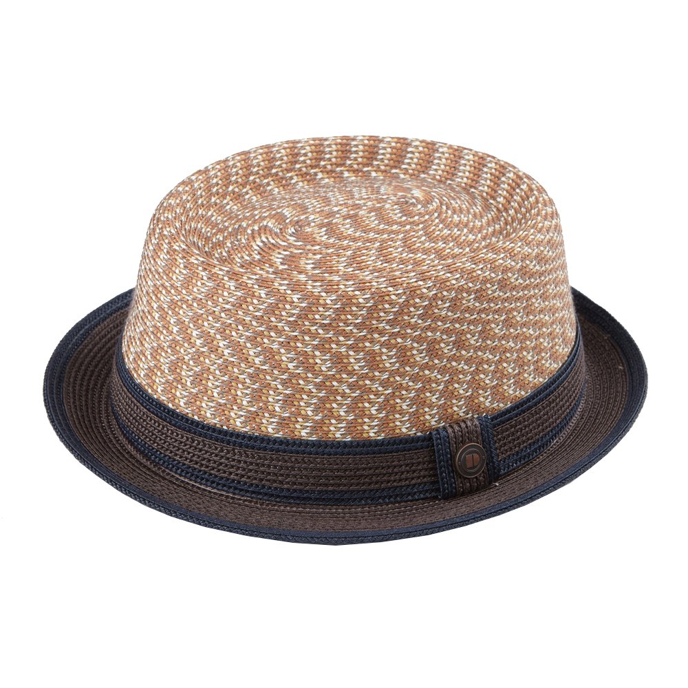 DASMARCA Mens Crushable & Packable Multi-Color Porkpie Summer Straw Hat - Bill Sunset S
