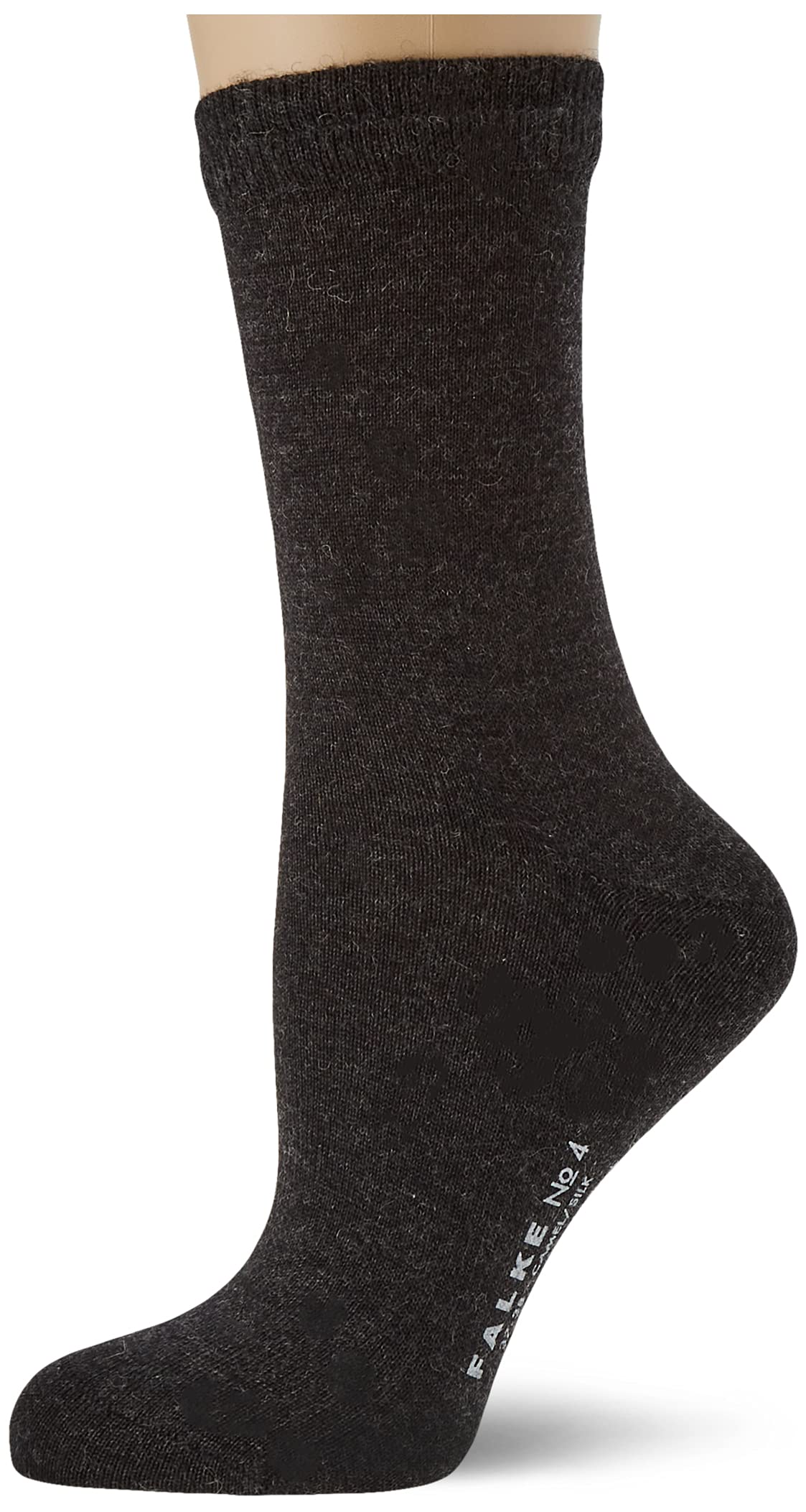 FALKE Women's No. 4 W So Camel Wool Silk Plain 1 Pair Socks, Grey Anthracite Melange 3089, 5.5-6.5