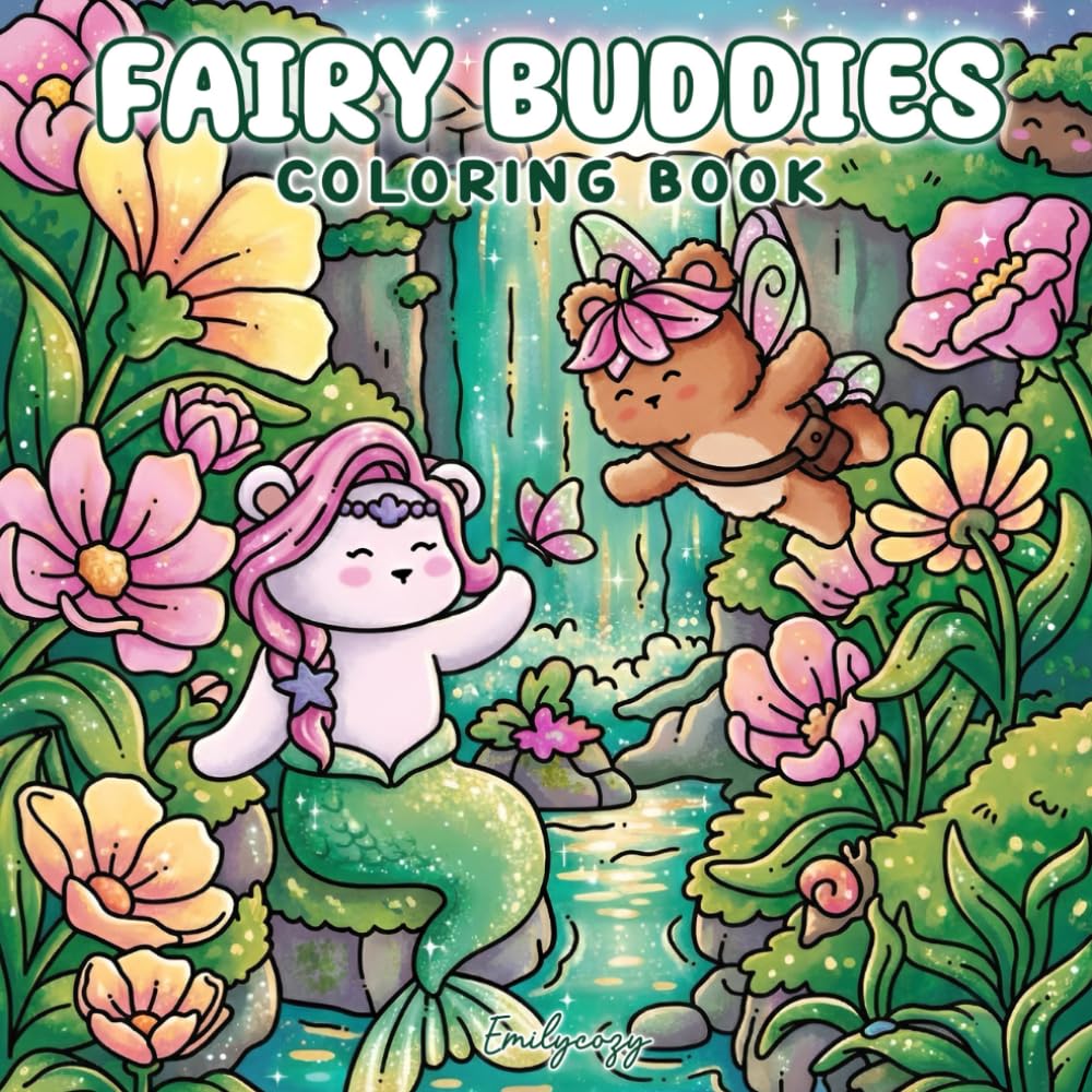 Fairy Buddies: Coloring Book for Adults and Teens Featuring Cute Fairy Animals