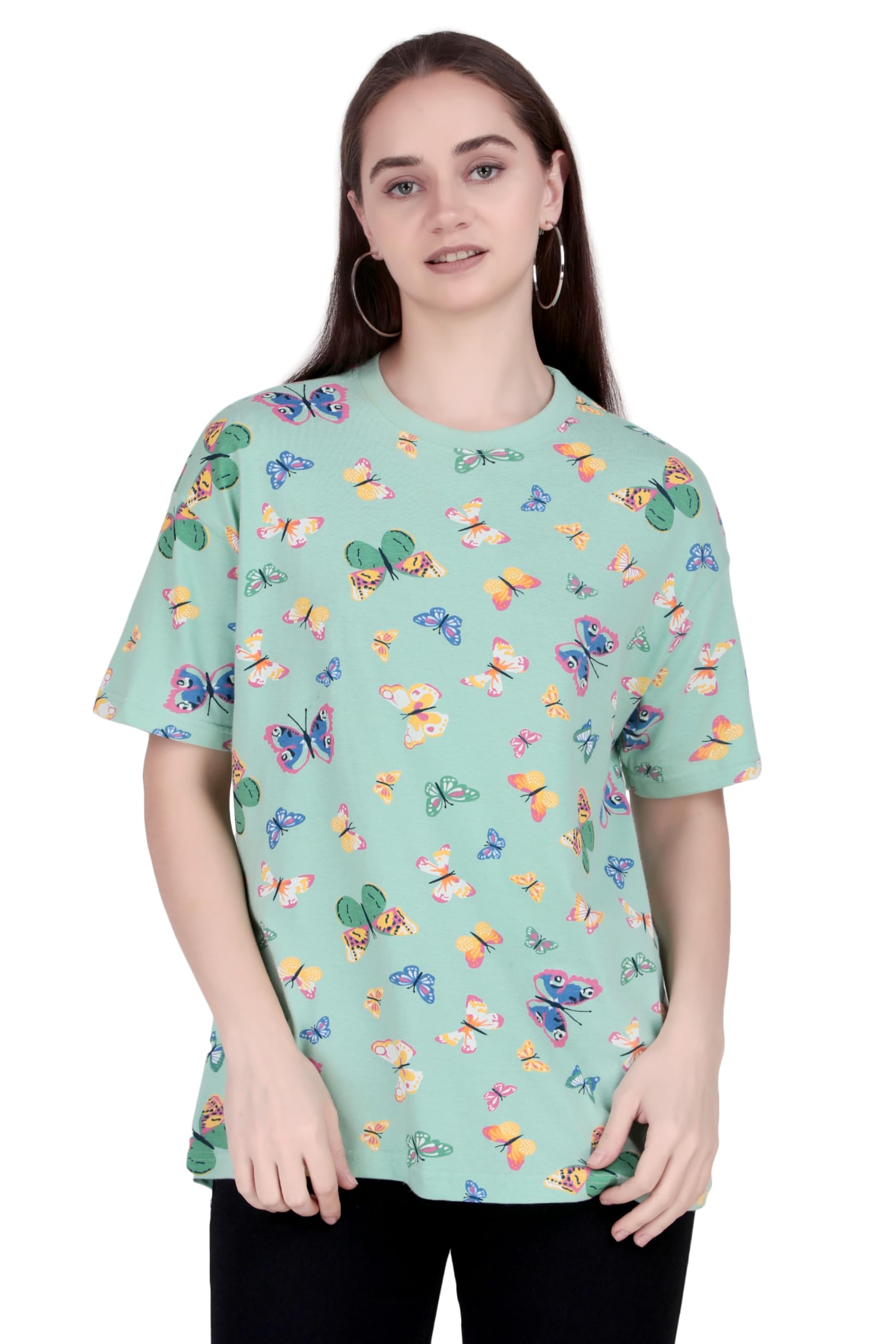 stories.label Oversized Cotton T-Shirts for Women in Loose Fit, Drop Shoulder Baggy Tops Tshirt for Girls (S-3XL)-picture-52