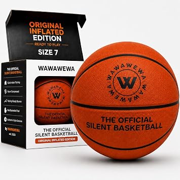 WAWAWEWA The Official Silent Basketball Size 7 29.5" Uncompressed Ready | Ships Fully Inflated & Ready to Play, No Compression, Grooved Airless PU Foam, Quiet Indoor Training, Original Model