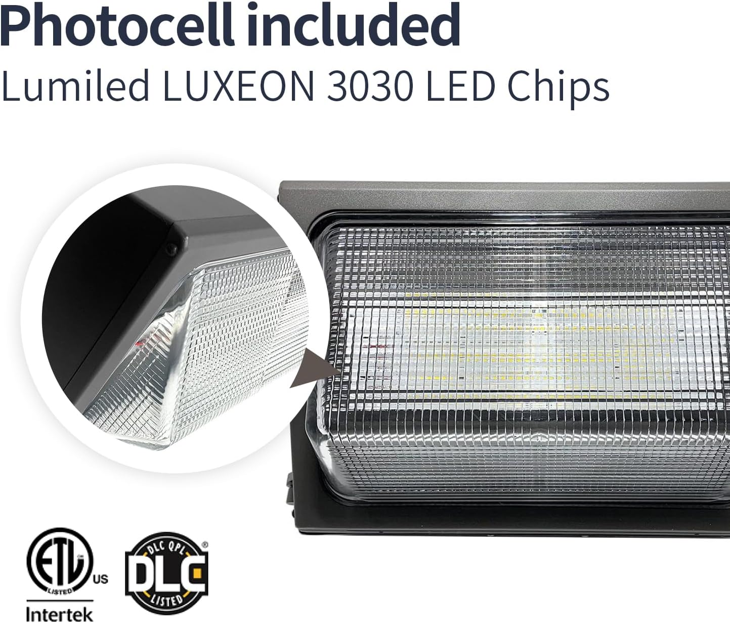 LED Wall Pack Light High Voltage 347-480 Vac with Dusk to Dawn Photocell, 60W/80W/100W/120W Selectable 3000K/4000K/5000K, IP65 Outdoor Wall Pack Lighting, ETL DLC Listed, 2PK
