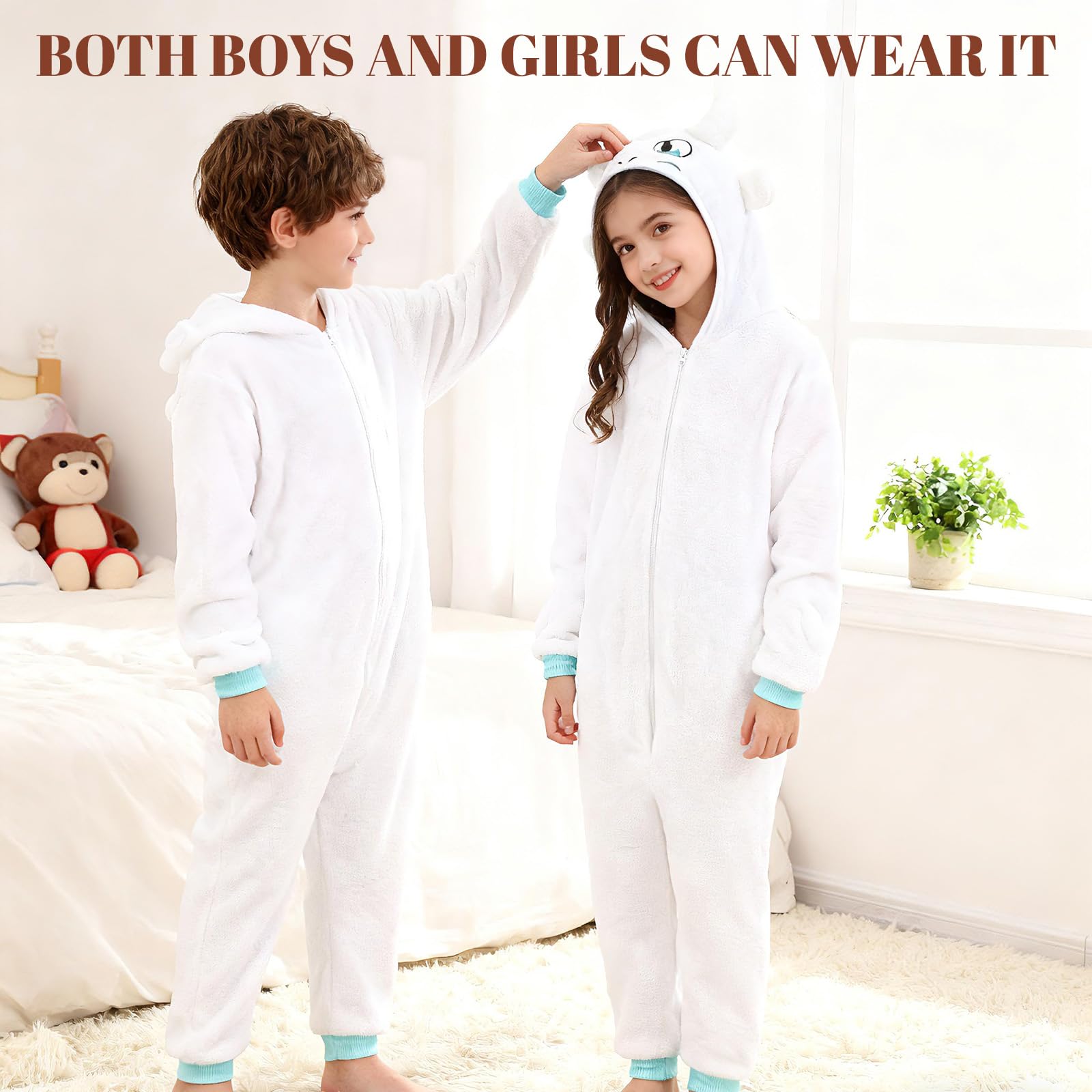 nezababy Dragon Onesies Dragon Costume Tail Animal Plush Flannel Jumpsuit Nightwear Halloween Christmas Costume - Image 4