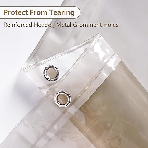 Miniatura 3 de EurCross Forro de cortina de ducha de plástico de té negro de 72 x 72 pulgadas, forro Showr con parte inferior pesada con 5 imanes, cortina de ducha