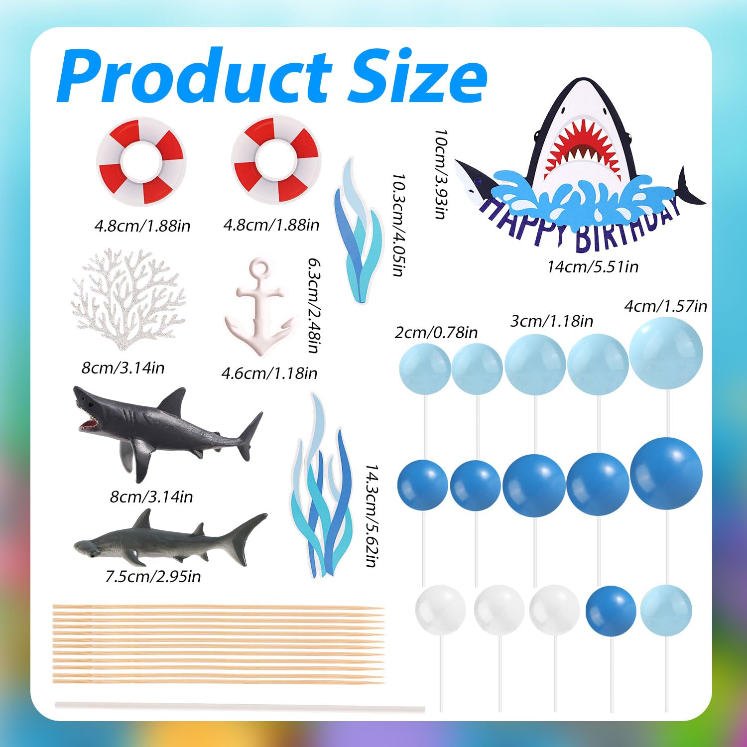 24pcs Shark Cake Topper Decorations, Shark Figurines for Cake Creative Ocean Themed Cake Toppers Beach Shark Cake Topper Set Party Decorations Supplies for Boys Girls - Image 2