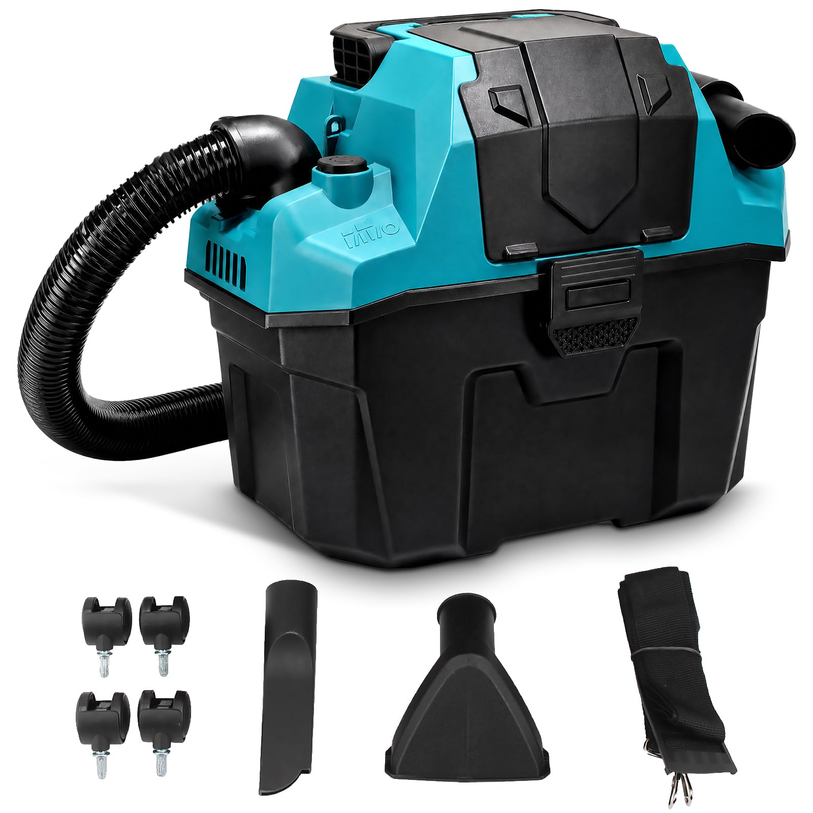 Aspirador con batería en seco y húmedo, 11 L, portátil, con motor de cepillo, potencia de succión de 16 KPa, 200 W, aspiradora industrial inalámbrica para taller, coche, garaje y hogar (sin batería ni