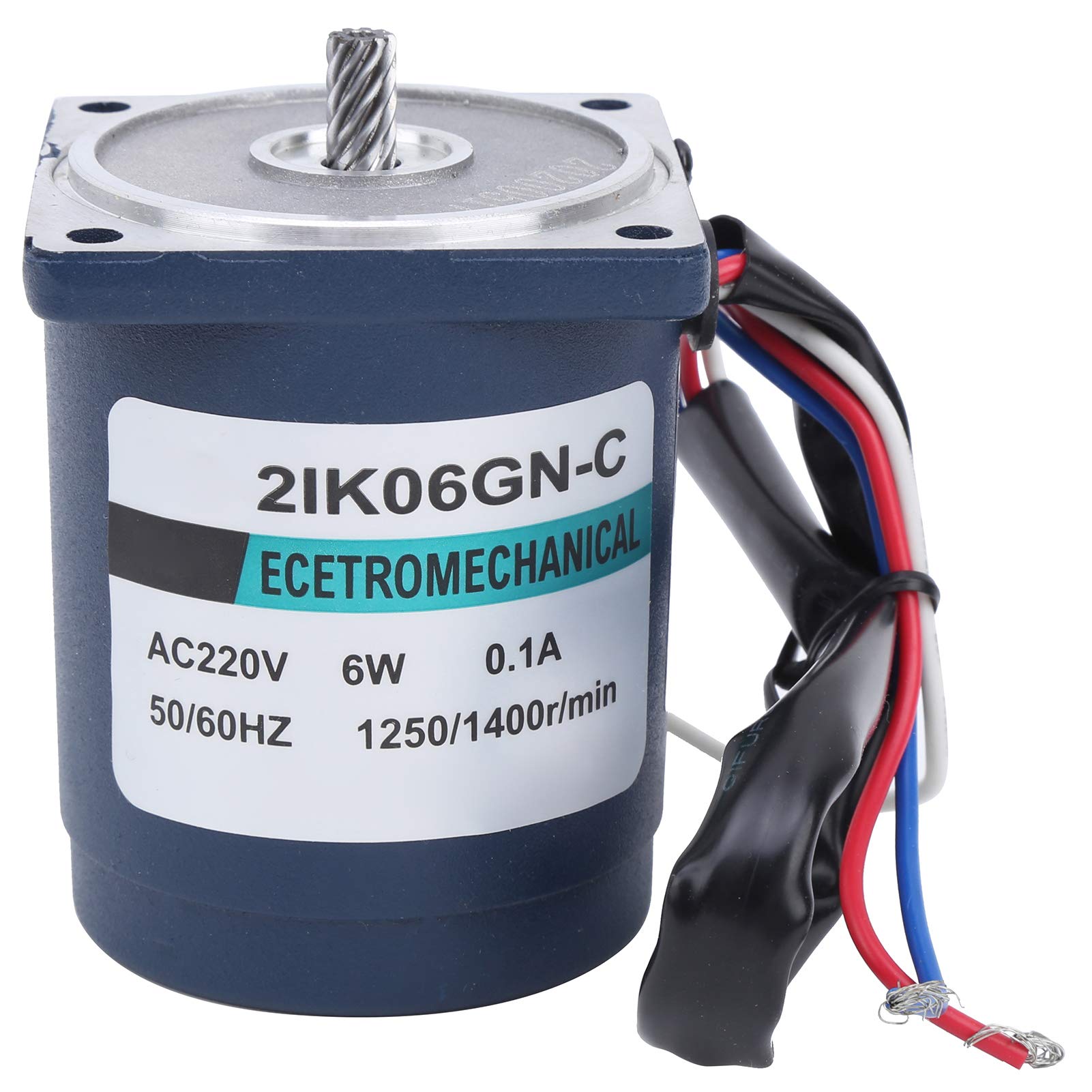 SIXRUN Motoriduttore AC Motore AC220V in Acciaio Inossidabile 6W Velocità Fissa con Regolatore del e Condensatore 1250 1400 RPM per Apparecchiature di Trasporto Macchine Fai da Te Uso in Officina (20)