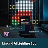 Vista 5 de Linkind Luces de cortina inteligentes: control de aplicación, pantalla GIF con patrón AI, funciona con Alexa Google Home, 400 luces LED que cambian