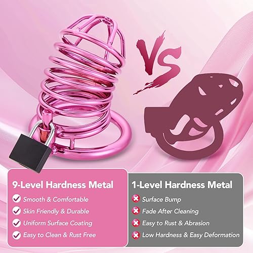 Miniatura 5 de UTIMI - Dispositivo de castidad de jaula para pene masculino, dispositivo de jaula de castidad de hierro con 4 anillos de tamaños activos, juguete