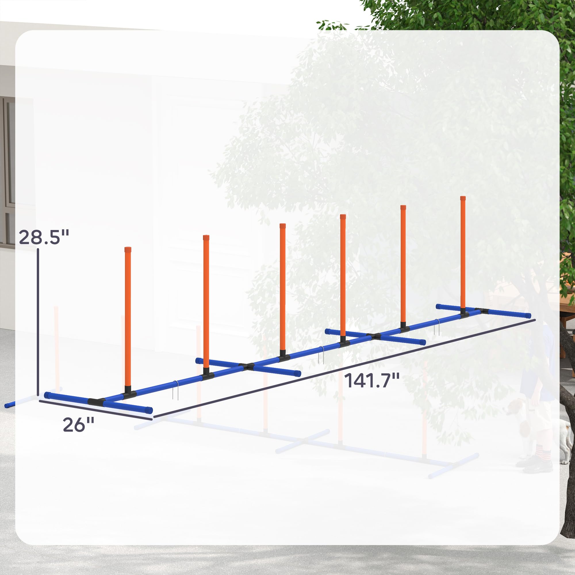 PawHut Adjustable Dog Agility Training Equipment, Dog Agility Course Backyard Set with Weaves Poles, Carry Bag and Ground Stakes for Pet Park Games Exercise - image 3