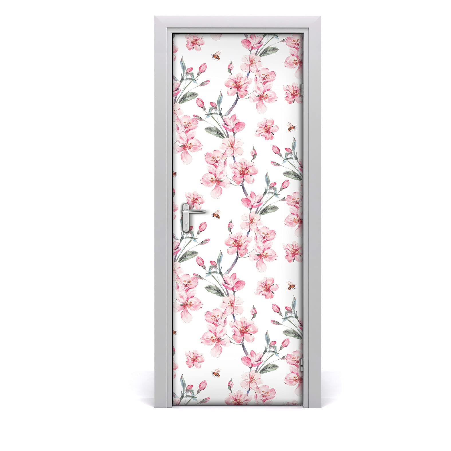 Papel de puerta exclusivo de flores sutiles con acabado impermeable mate