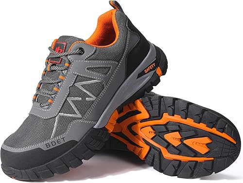 BDETIBAYE Steel Toe Sneakers Comfortable Safety Shoes for Men Steel Toe Shoes for Women Non Slip Construction Work Shoes