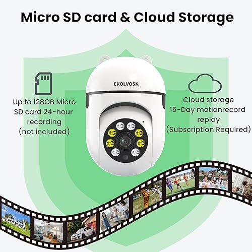 Miniatura 7 de Cámaras de seguridad inalámbricas para interiores, cámaras WiFi para seguridad en el hogar, alarma de luz de seguimiento automático y visión
