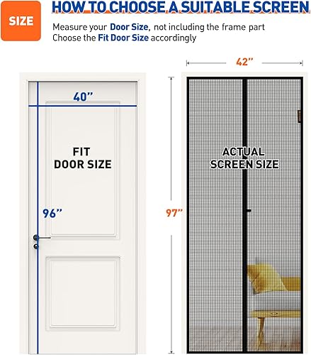Miniatura 8 de Pequeña cortina magnética de red de fibra de vidrio negra para la puerta del patio
