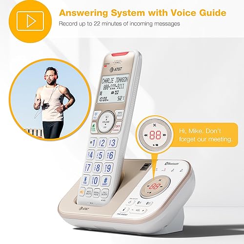 Miniatura 5 de AT&T Teléfonos inalámbricos para el hogar con contestador, 4 teléfonos DECT 6.0 Bluetooth expandibles, bloqueo inteligente de llamadas,