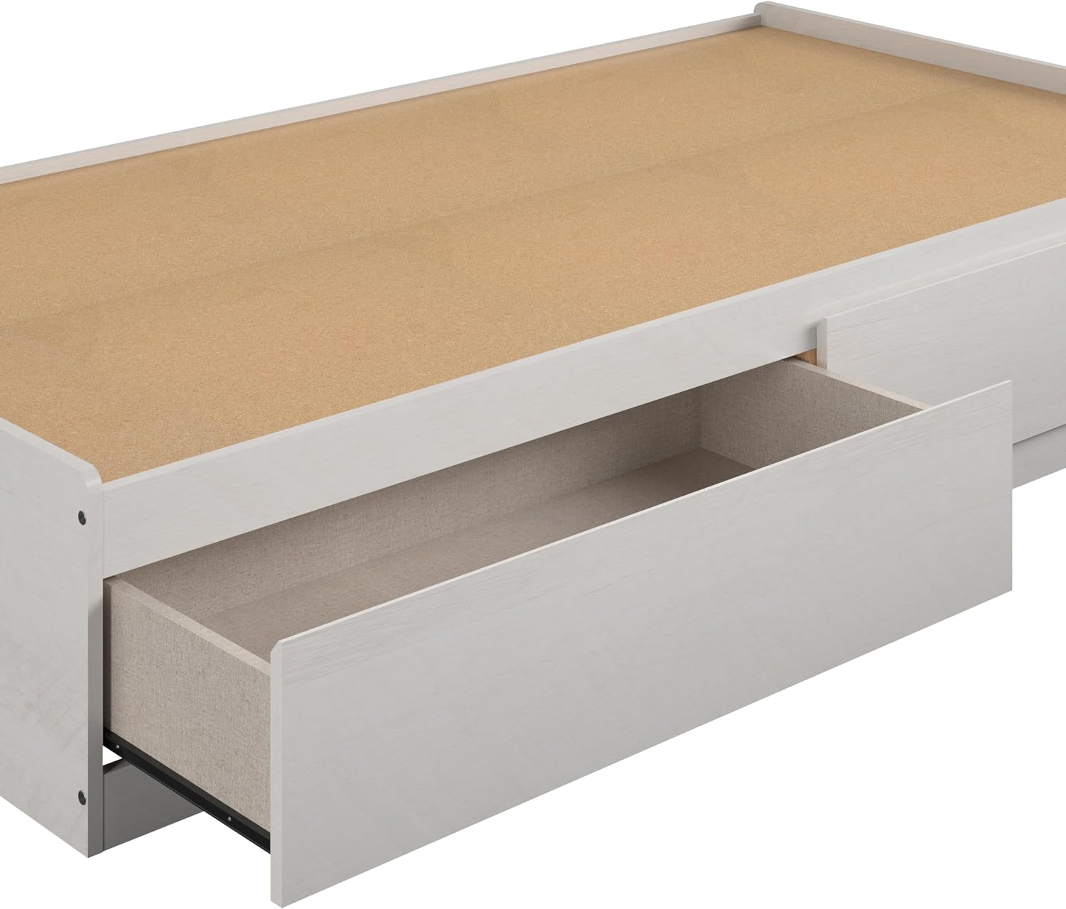 Close-up of an open drawer on the Ameriwood Home Twin Platform Bed