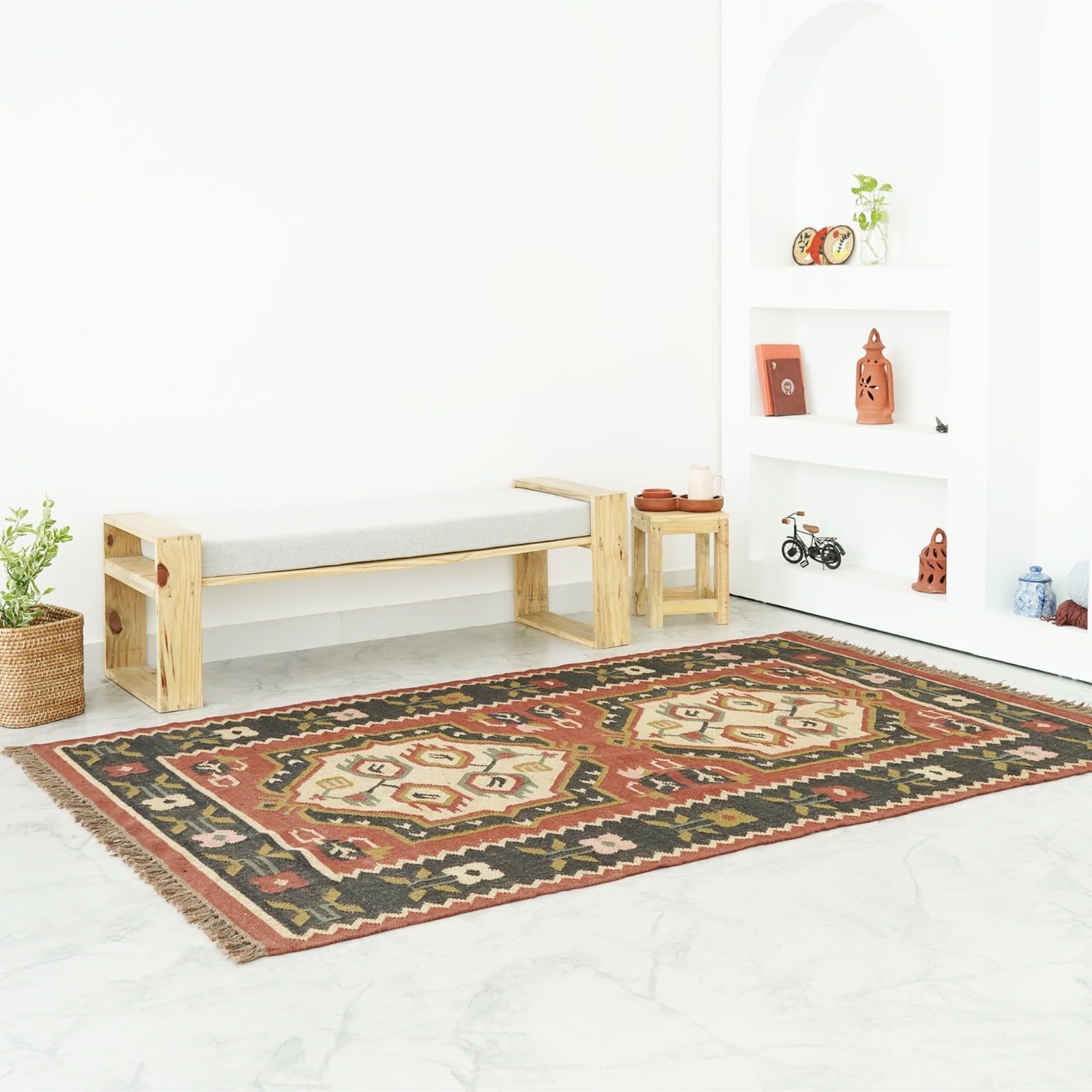 Tapis écologique en laine et jute fait à la main pour le salon 120 x 240 cm