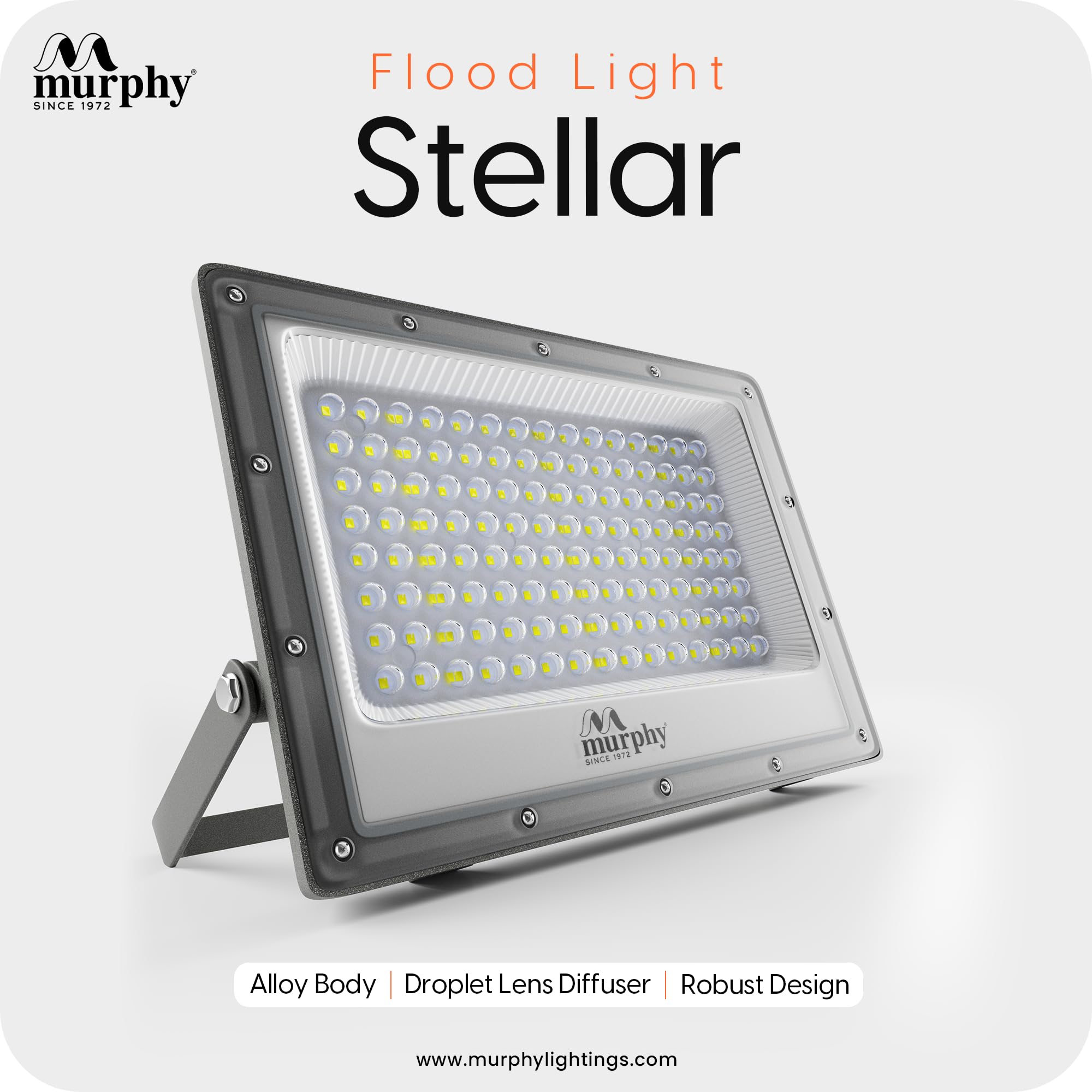 Murphy Stellar 200W LED Flood Light With Auto Day-Night Sensor | Ultra-Bright 6500K Cool White | IP66 Waterproof & Surge Protected | High Lumen Outdoor Security Light For Factory, (Pack of 1),Gu24 1