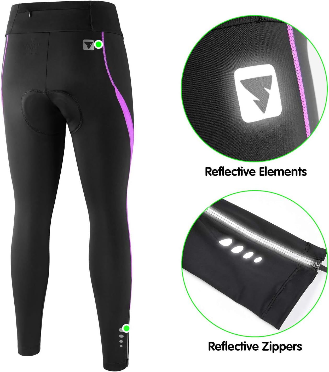 Women's Cycling Pants 3D Padded Compression Tight, Long Bike Bicycle Pants with Wide Waistband - Image 7