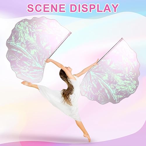 Vista 7 de Juego de 4 Banderas de Adoración para Danza de 29.5 x 39.3 Pulgadas, Banderas de Alabanza para Iglesia con 4 Varillas Escalables para Niñas