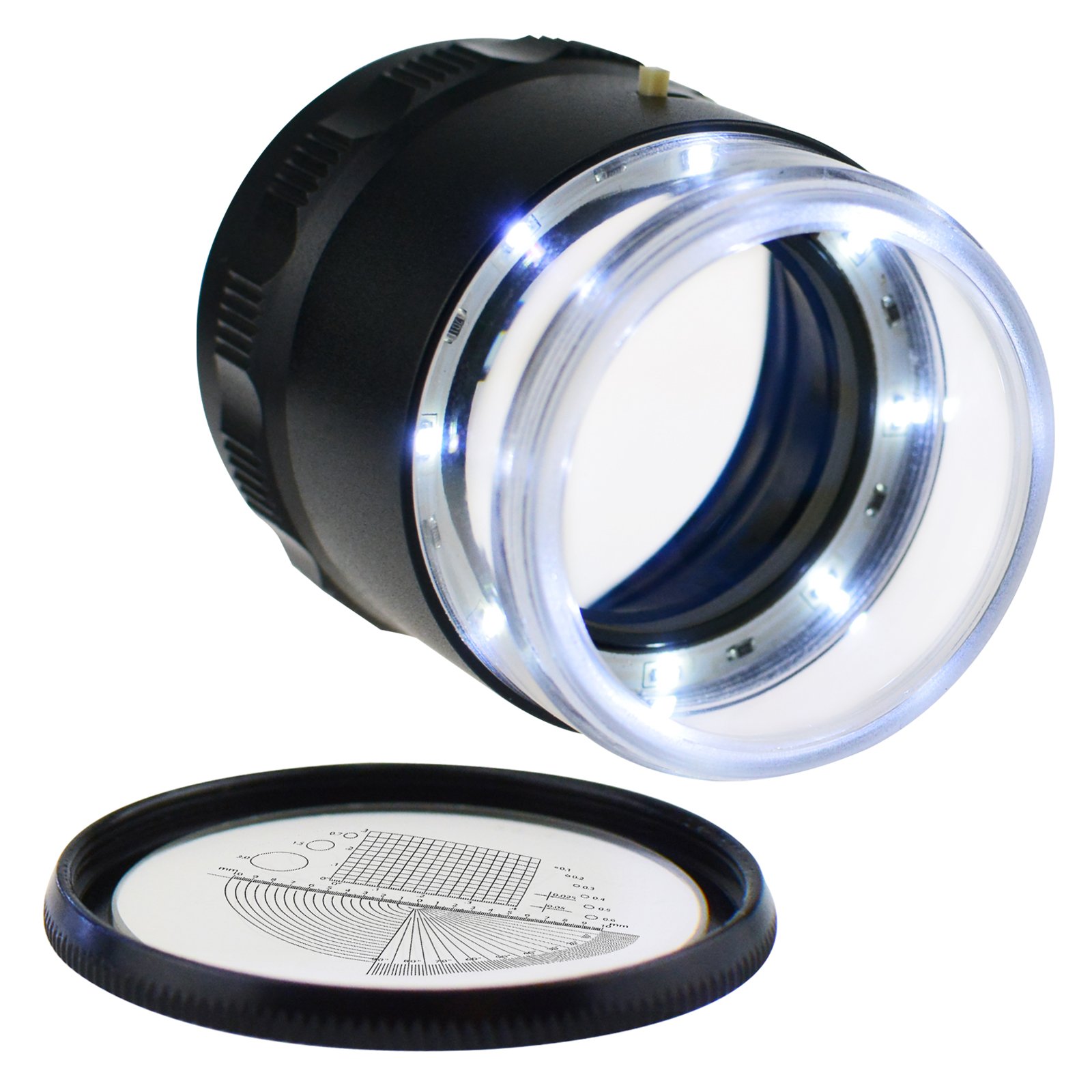 Lupa de joyero iluminada de 10 aumentos, Lupa de Bolsillo portátil de 25 mm con Lupa de Ojo enfocada con LED, Escala Intercambiable (Escala de 9)