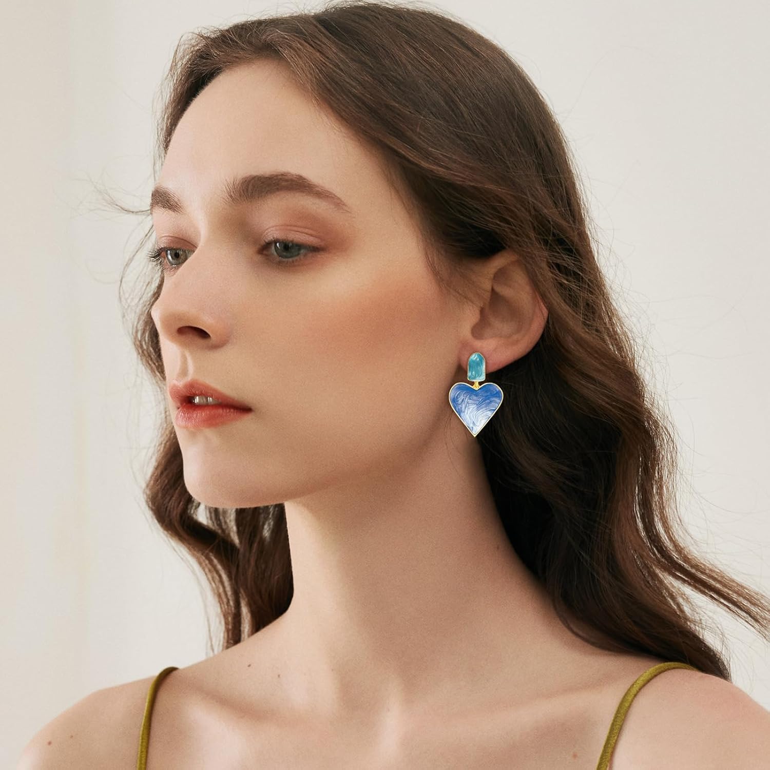 Handmade Heart Dangle Drop Earrings for Women Girls Colorful S925 Sterling Silver Post Love Geometric Aesthetic Statement Earrings for Women Gift for Her - Image 5