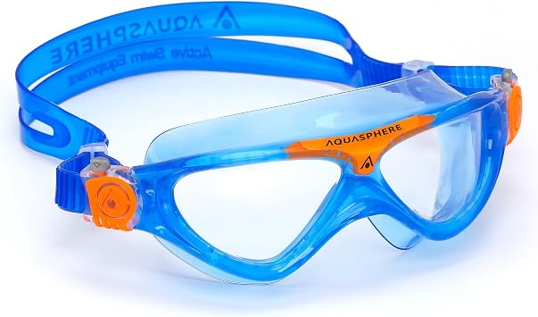 Aqua Sphere  ocuk Vista Jnr Y zme G zl , Mavi/Turuncu- effaf Lens, Bir Boyut