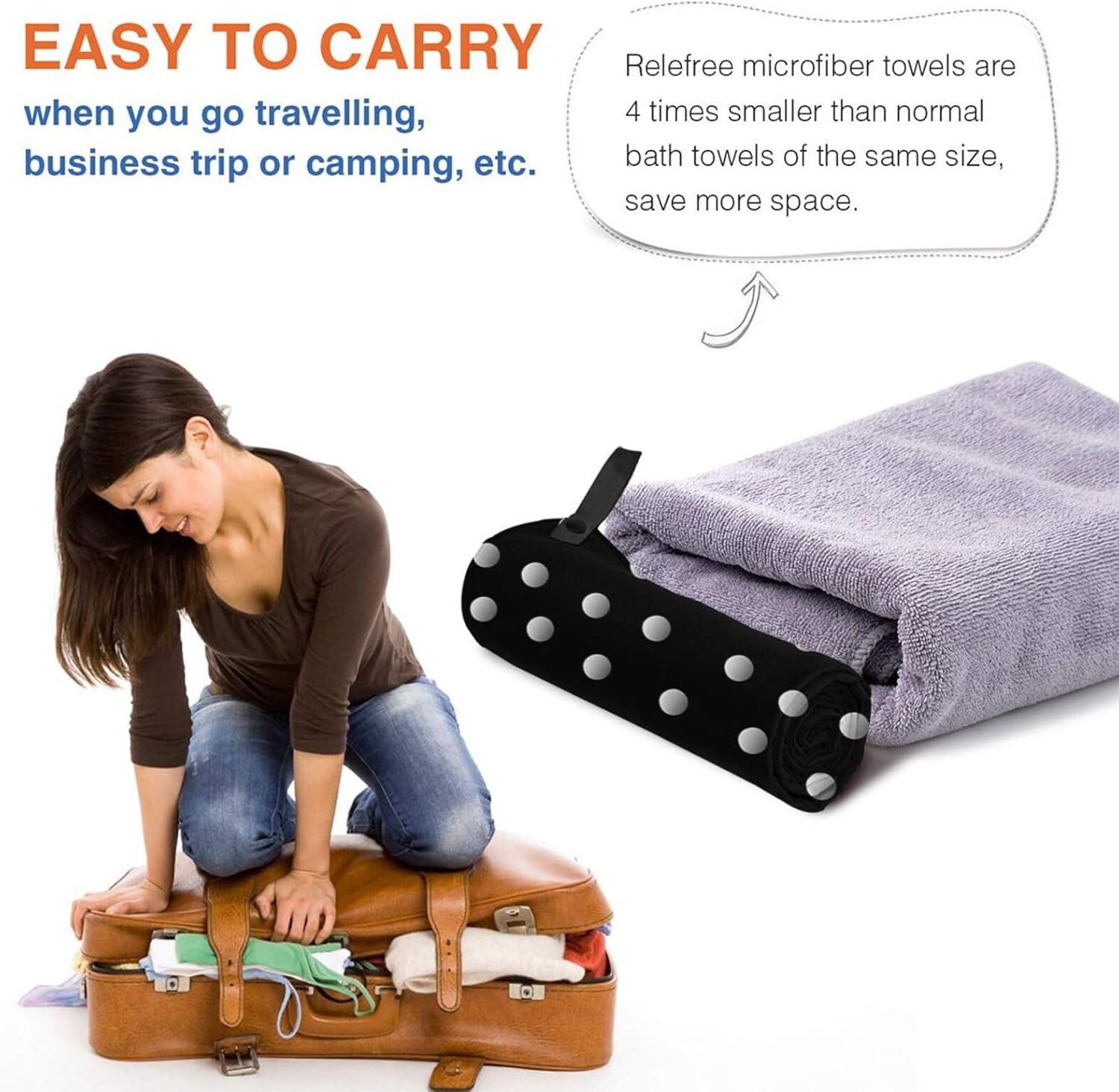 KHiry Microfiber Towel Beach Towels Black Round Dot Quick Dry Towel Soft Lightweight Travel Towels Absorbent Large Easy Pack Travel Things Beach Blanket for Gym Sports Swimming