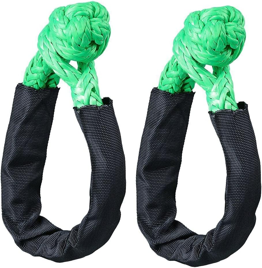 Samlight Rope Synthetic Soft Shackles, 38000lbs Breaking Strength 1/2’’ Green Recovery Rope with Protective Sleeve for Boating Off Road 4X4 Truck ATV UTV