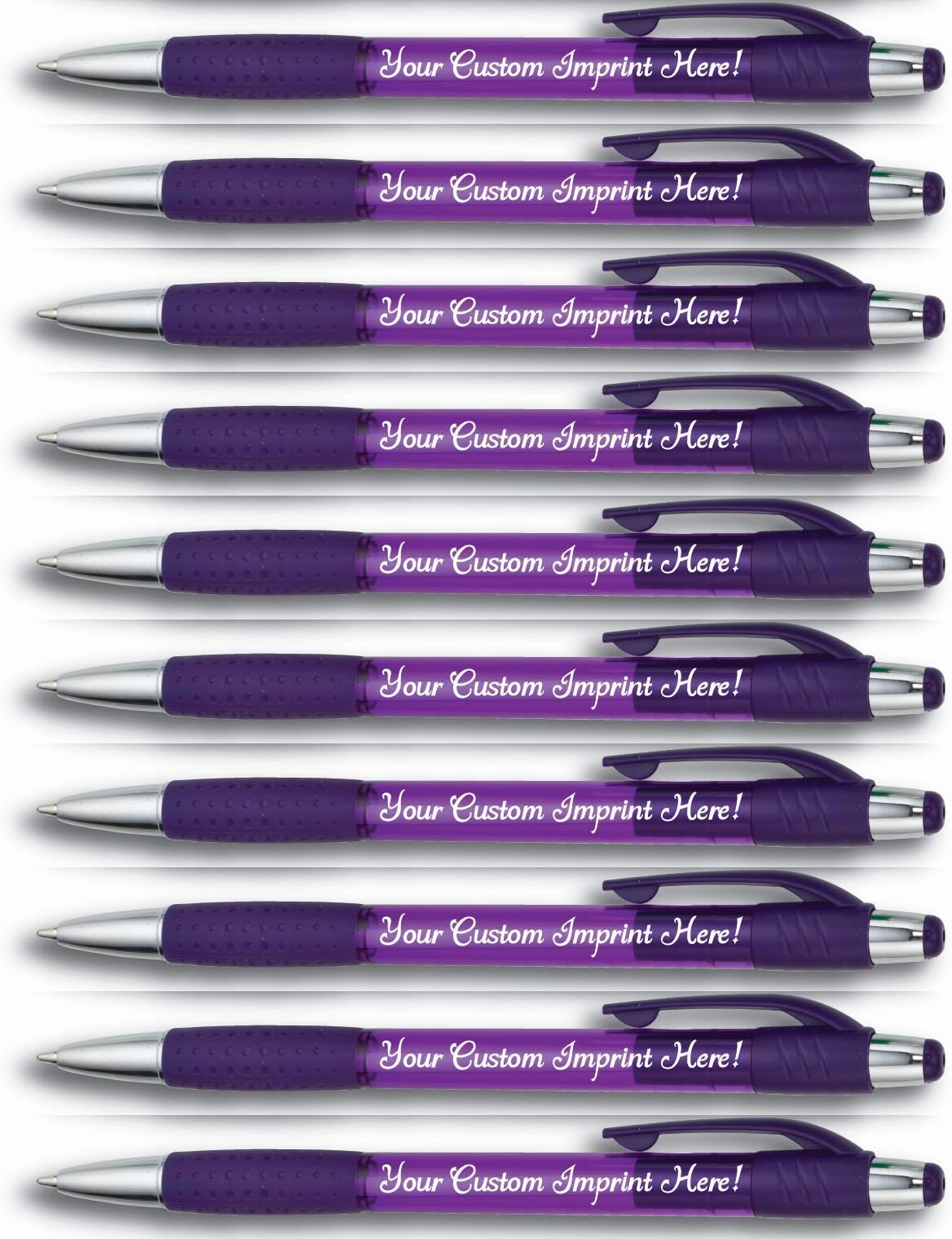 Express Pencils Personalized Ballpoint Pen - The Cutey Click Custom Printed - Full color Name/Logo/Text/Message with Personalization - 12 Qty (Translucent Purple)
