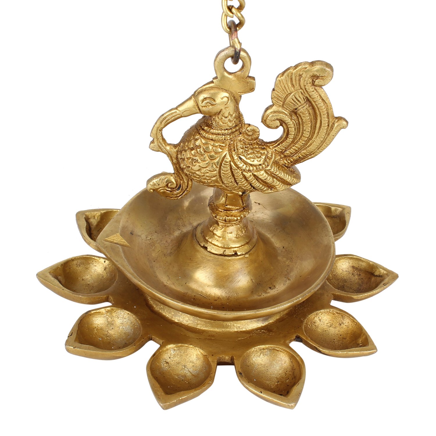 Kartique Diya-Lampe zum Aufhängen, Messing, mit 17,8 cm Höhe, antiker Stil für Heimdekoration, Puja und Geschenk