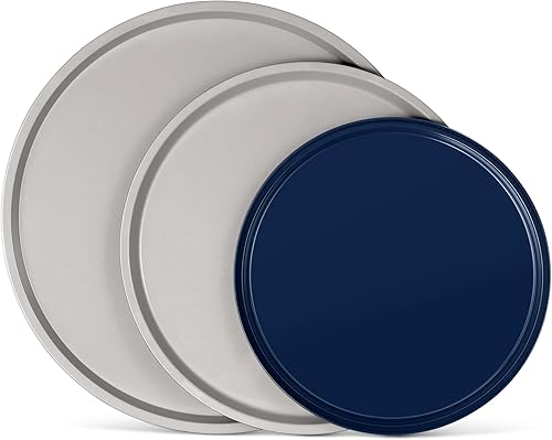 Miniatura 9 de Bakken- Swiss Juego de bandejas para pizza de 3 piezas, revestimiento de cerámica gris, antiadherentes, redondas de acero para pizza, aptas para