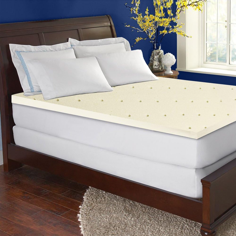 High-Density 2-inch Foam Mattress Topper for Comfy Sleep | Toppers with Back and Lower-Back Support for Mattresses, Firm Bed Topper Padding with Sturdy Build, King Size, Off-White