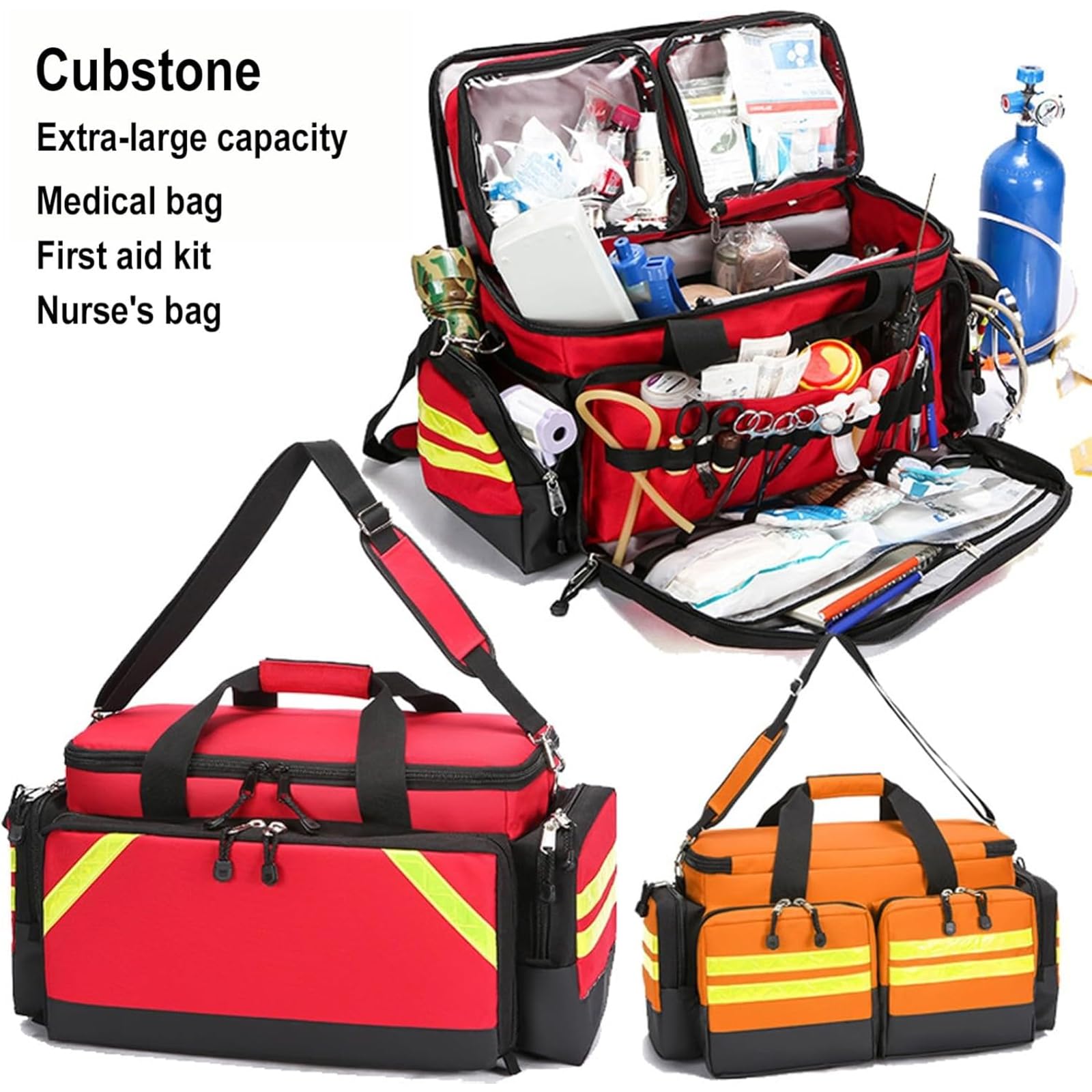 Bolsa De Primeros Auxilios Médica Con Múltiples Bolsillos, Bolsa Grande De Primeros Auxilios Para Emergencias Médicas, Con Tela Reflectante Y Desmontable, Fácil De Transportar Y Resistente Al Desgarro