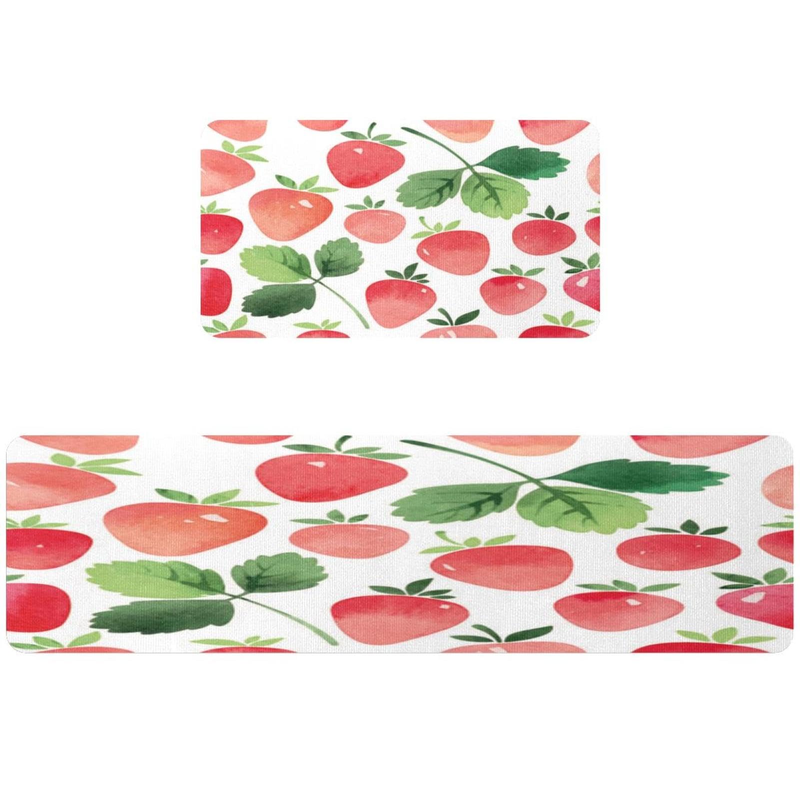 Tapis de cuisine absorbant lavable et antidérapant avec motif fraises