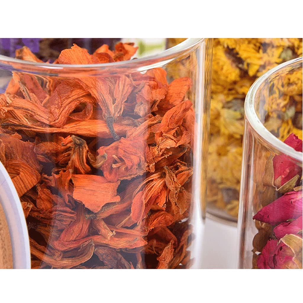 Tarros de té, 4 tarros herméticos de vidrio redondos transparentes con tapa, juego de recipientes apilables para cocina, baño, tarros apilables